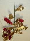 Gold Red Velvet Magnolia Silk Christmas Flowers 7600  