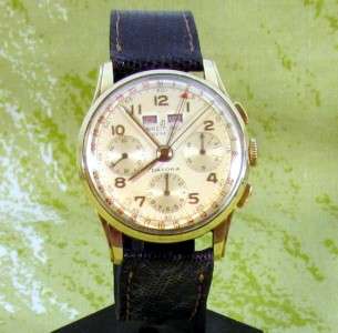   18kt Gold Breitling Datora Triple Date Chronograph from 1955s Ref 785