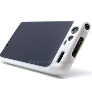 White Black Softgrip Hard Case Gel Cover for Motorola Droid RAZR XT910 