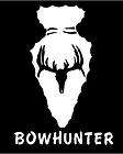 WHITE Vinyl Decal   Bowhunter arrowhead skull deer hunt