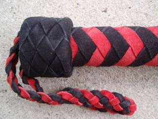 Black/Red Leather 36 Tail Flogger Whip Suede GOTHIC GOTH NEW  