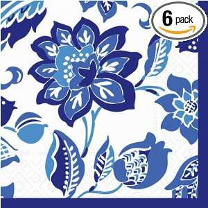  Design Design Lotus Flower Blue Beverage Napkin, 20 Count 