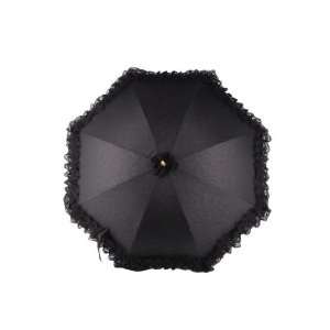  Artwedding Nylon Umbrella with Lace Ruffled Hem Black One 
