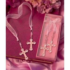 Pink Cross Bookmark in Deluxe Box (18 per order) Wedding Favors 