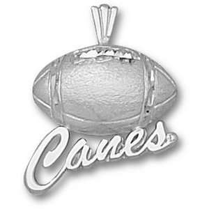  Miami Hurricanes 3/4in Sterling Silver Football Pendant 