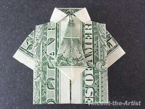 Dollar Money Origami SHIRT with a TIE. Great Gift Idea  