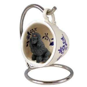  Poodle Blue Tea Cup Dog Ornament   Black
