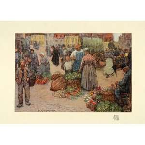  1910 Print Artist Ellen L. Grazebrook Vegetable Market 