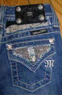 Girls MISS ME Jeans Flap Pockets Bling Size 7 (Hemmed to 22 Length 