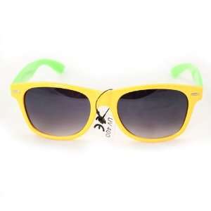 Wayfarer Fashion Sunglasses 200 Yellow Front Green Sides Plastic Frame 