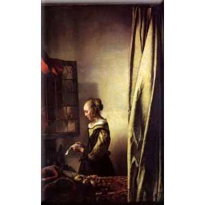 Girl Reading a Letter at an Open Window 9x16 Streched Canvas Art by 