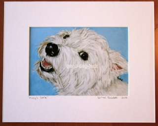 MOLLYS SMILE West Highland White Terrier WESTIE MATTED PRINT 