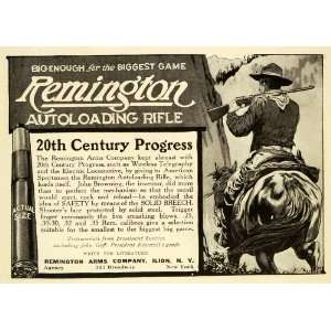  1908 Ad Remington Autoloading Rifle Western Cowboy Gun 