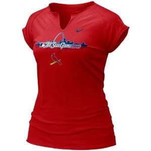  Nike 2009 MLB All Star Game Ladies Red Split V neck Raglan 