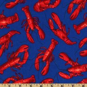  44 Wide Royal Blue Lobsters Bayshore Collection Fabric 