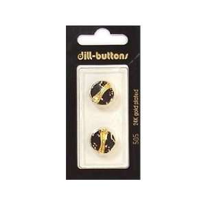  Dill Buttons 15mm Shank Enamel Black/Gold 2 pc (6 Pack 