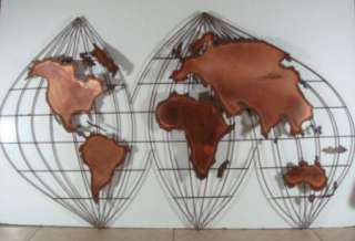   Mid Century Abstract World Wall Map Homolosine Style Sculpture  