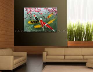 Modern Abstract Art Plum Blossom Koi Fish Oil Paintings  