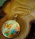 Art Locket Necklace Pastel​s Spring Butterflies h32​7
