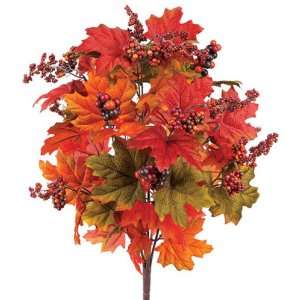   Fall Harvest Artificial Orange & Green Maple Leaf & Berry Bushes 28