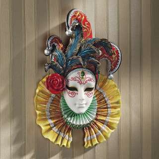   Carnivale Dramatic Colors Scaled Ornamental Jester Mask Wall Sculpture