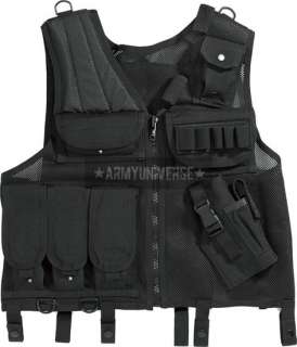 Black Military Quick Draw Tactical Gun Holster Vest 613902659407 