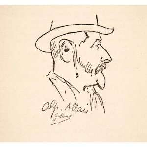  1927 Print Caricature Portrait Alphonse Allais French 