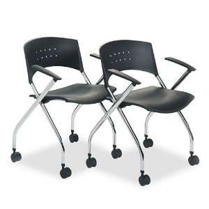  Safco® xtc. Folding Nesting Chairs, Black Plastic Seat 