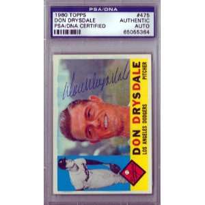  Don Drysdale Autographed 1960 Topps Card PSA/DNA Slabbed 