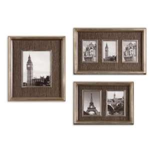   Photo Collage, S/3 Metal Wall Lightly Antiqued Silver Leaf Frame Home