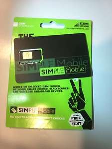 NEW Simple Mobile Sim Card Activation Kit GSM Prepaid TMOBILE NETWORK 