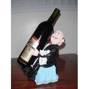  Happy Waiter Polyresin Figurine Wine Bottle Holder 