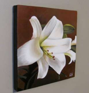 Original DAILY Painting CES  Easter Lily White Floral Still LIFE 