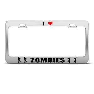  I Love Zombies Zombie Metal license plate frame Tag Holder 