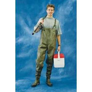 Chest Waders, Color Brown, Rubber boots w/ steel shank & non skid sole 