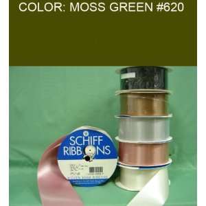  50yds SINGLE FACE SATIN RIBBON Mass Green #620 3/8~USA 