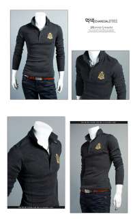 Mens Long Sleeve Custom Patch Polo Shirts_3 Colors (US size S) SLIM 