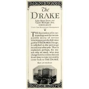  1925 Ad Drake Hotel Lake Shore Drive Chicago Rates Stay 