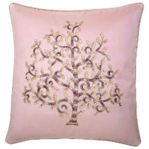   Sham With Embroidered Bodhi Tree Design Light Brown