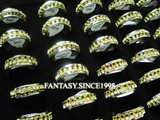 New Style Lots 36PCS S Steel Stone Rings (JUST 2 LOTS)  