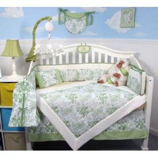 Soho French Sage Toile Baby Crib Nursery Bedding Set 13 pcs included 