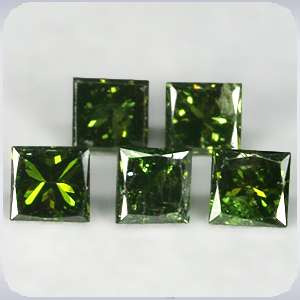 57cts 5 Pcs Green Princess Natural Loose Diamonds  
