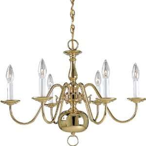 Light Americana Chandelier with Delicate Arms and Decorative Center 