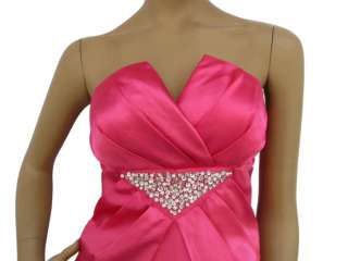 BL1127DW PINK STRAPLESS PADDED RHINESTONE BEADED BRIDESMAID COCKTAIL 