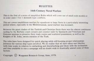 WarGames Research Group Rulettes 16th Century Naval 78  
