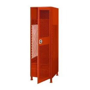   Welded 3 Wide Gear Locker With Door Foot Locker And Legs 24x18x72 Red