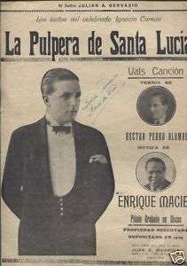 WALTZ LA PULPERA DE SANTA LUCIA Sheet Music Arg 1925  