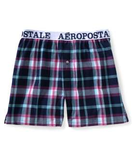 aeropostale mens medium scale plaid woven boxer shorts  