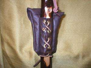 NEW HICKORY WALKING HIKING STICK w/ LEATHER PURSE POUCH  