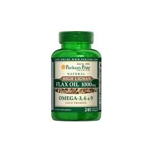  Cold Pressed High Lignan Omega 3 Flax Oil 1000 mg 240 